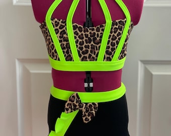 Made to Order Two Piece Dance Set, Dance Costume Base, Cheetah Print Dancewear