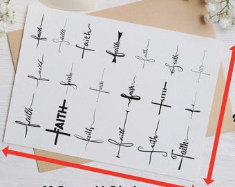 Washable tattoos set of faith lettering / set of letterings faith fake tattoo / christian tattoos / body stickers TATTOO.151
