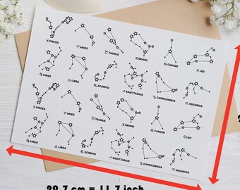 Washable tattoos set of zodiac signs / the Zodiac tattoo / star party tattoos / stars body stickers / TATTOO.223