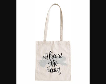 As Free As The Ocean Tote Bag Beach Quote Cotton Shopping Bag BAG.341