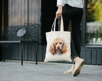 Cotton shopping bag tote bag with a picture of Poodle cute dog BAG.287