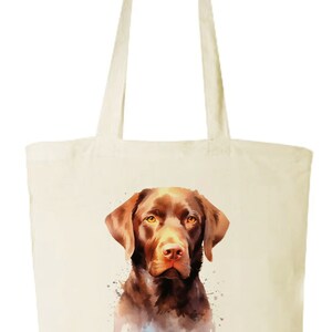 Cotton shopping bag tote bag with a picture of BROWN LABRADOR retriever cute dog and dog's name BAG.254 zdjęcie 2