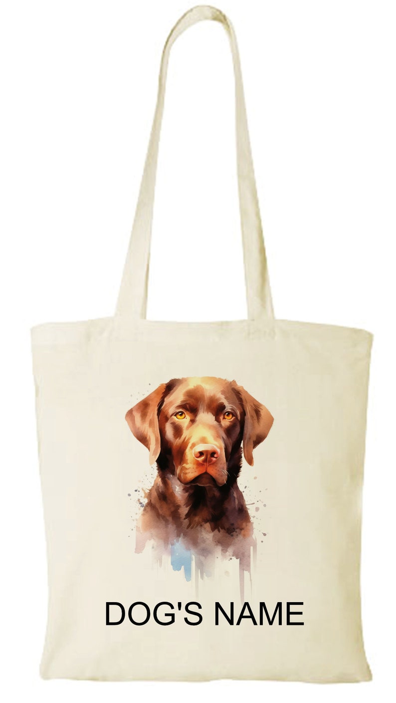 Cotton shopping bag tote bag with a picture of BROWN LABRADOR retriever cute dog and dog's name BAG.254 zdjęcie 2