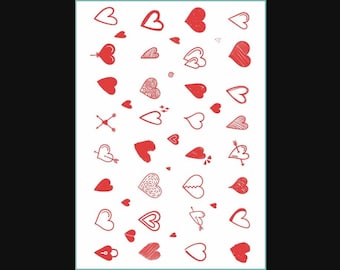 Red Heart Temporary Tattoos Set Cute Love Tattoo Sheet Valentine Gift TATTOO.341