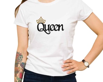 Koszulka "Queen" - damska koszulka z napisem, prezent dla kobiety, żony, dziewczyny