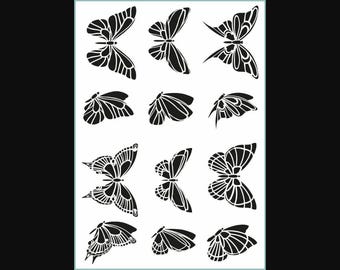 Butterfly Temporary Tattoo Set Black White Butterfly Stencil Sheet TATTOO.273