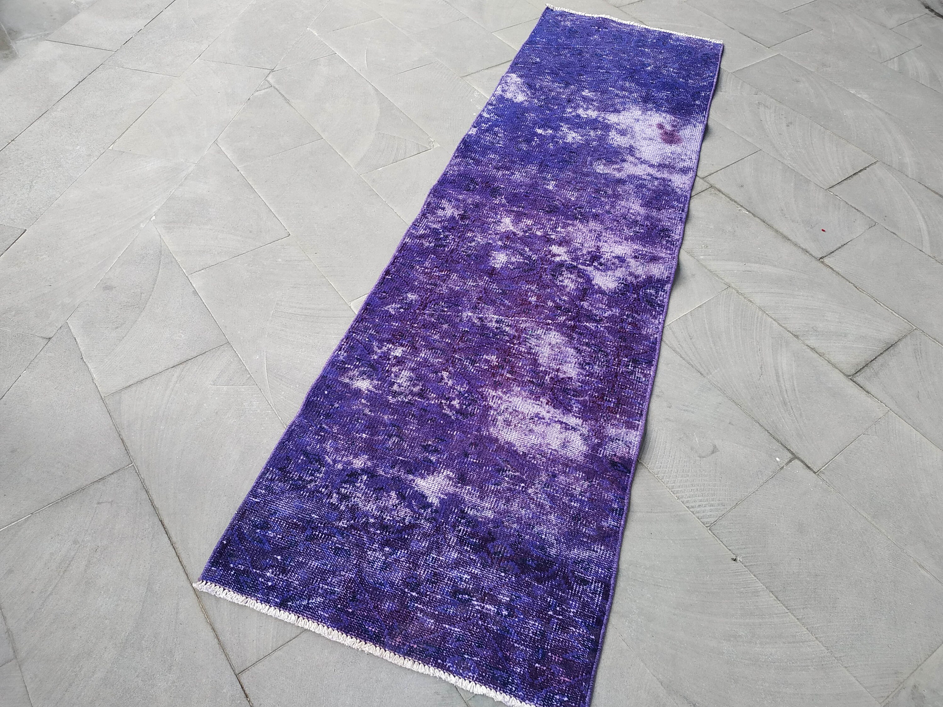Purple Runner Rug 2.5x8.5 ftvintage turkish rugover dyed Etsy
