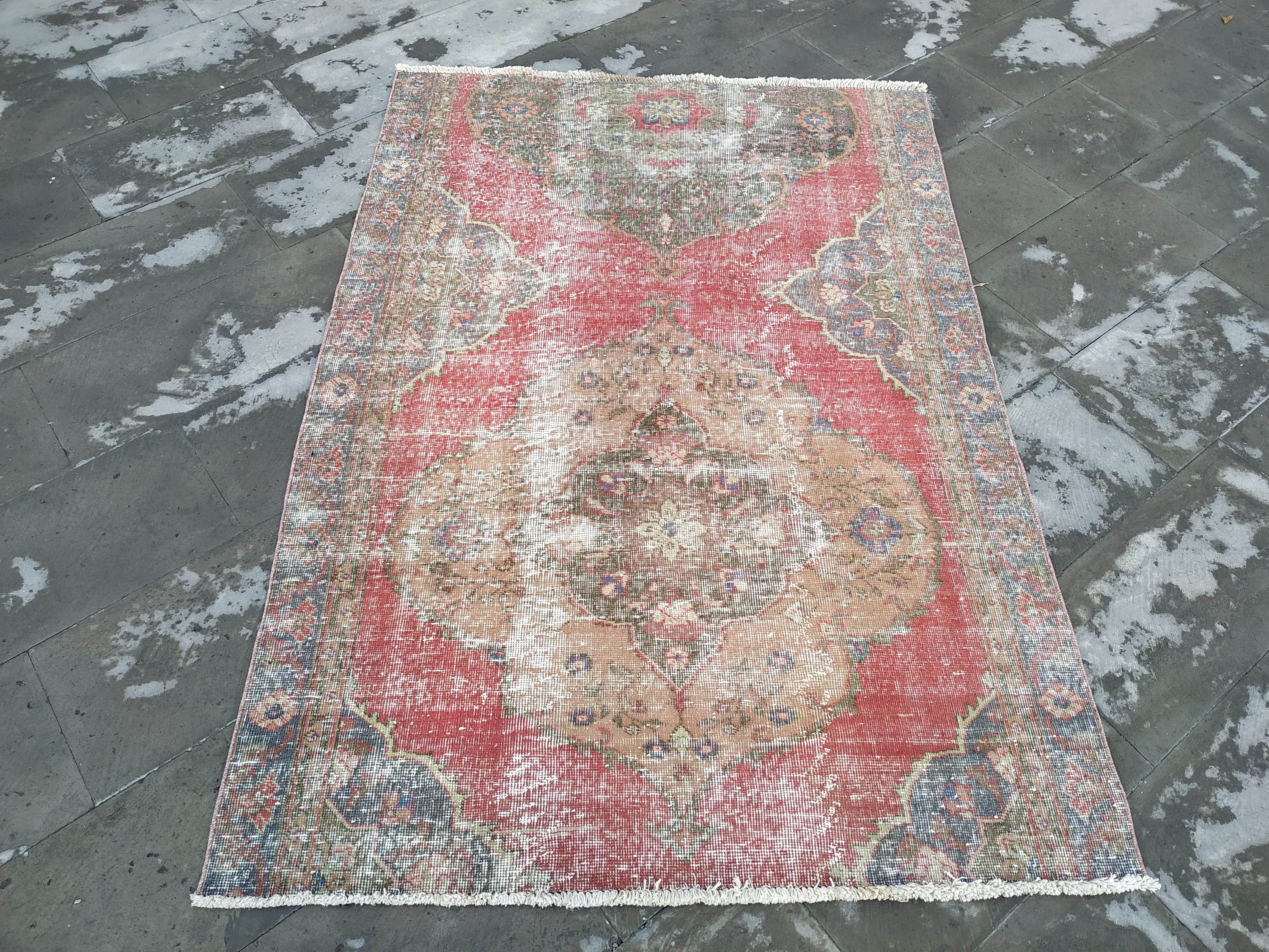 Small Area Rug 4.4x6.3 ftmuted color rugvintage turkish Etsy