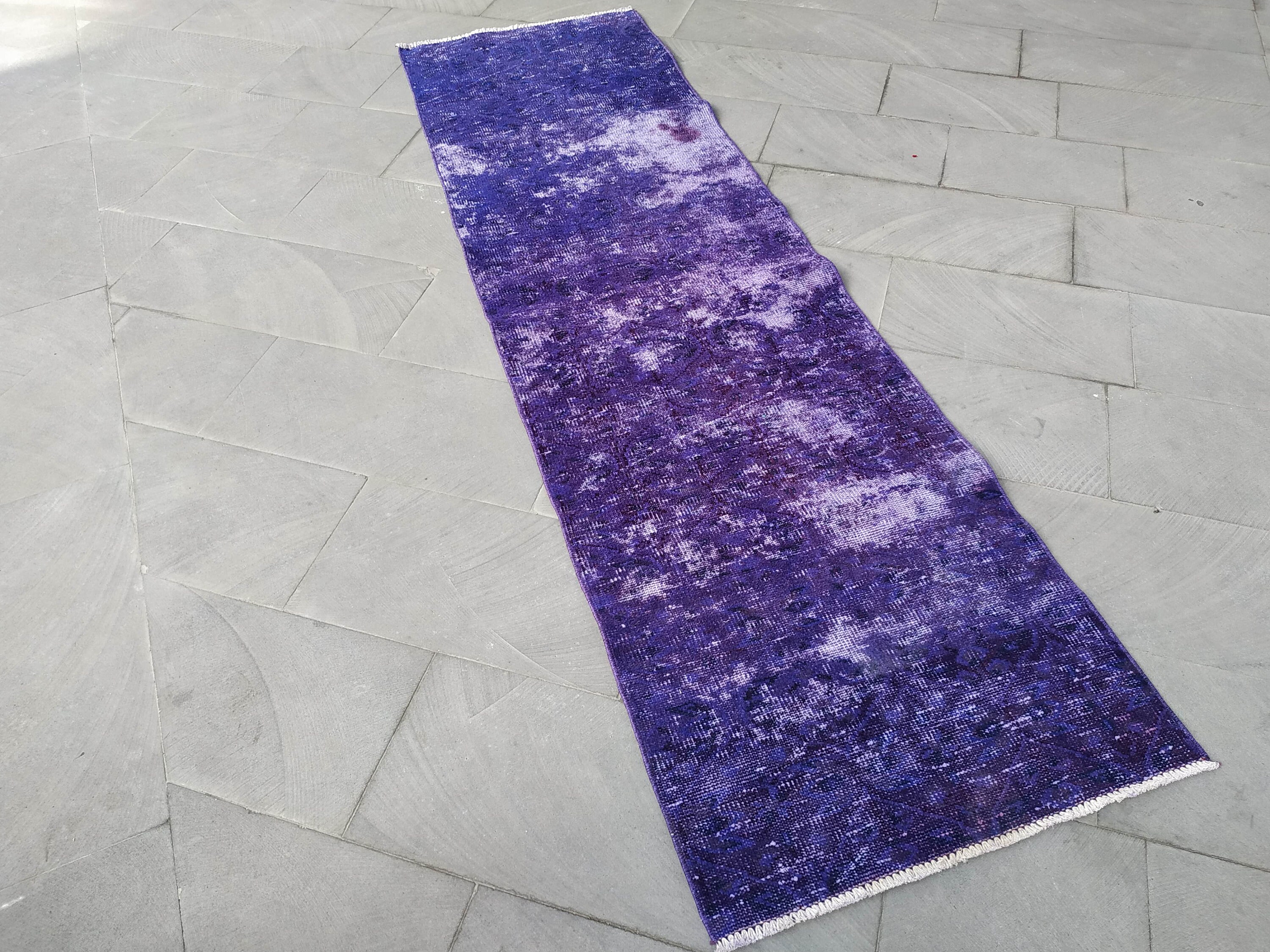 Purple Runner Rug 2.5x8.5 ftvintage turkish rugover dyed Etsy