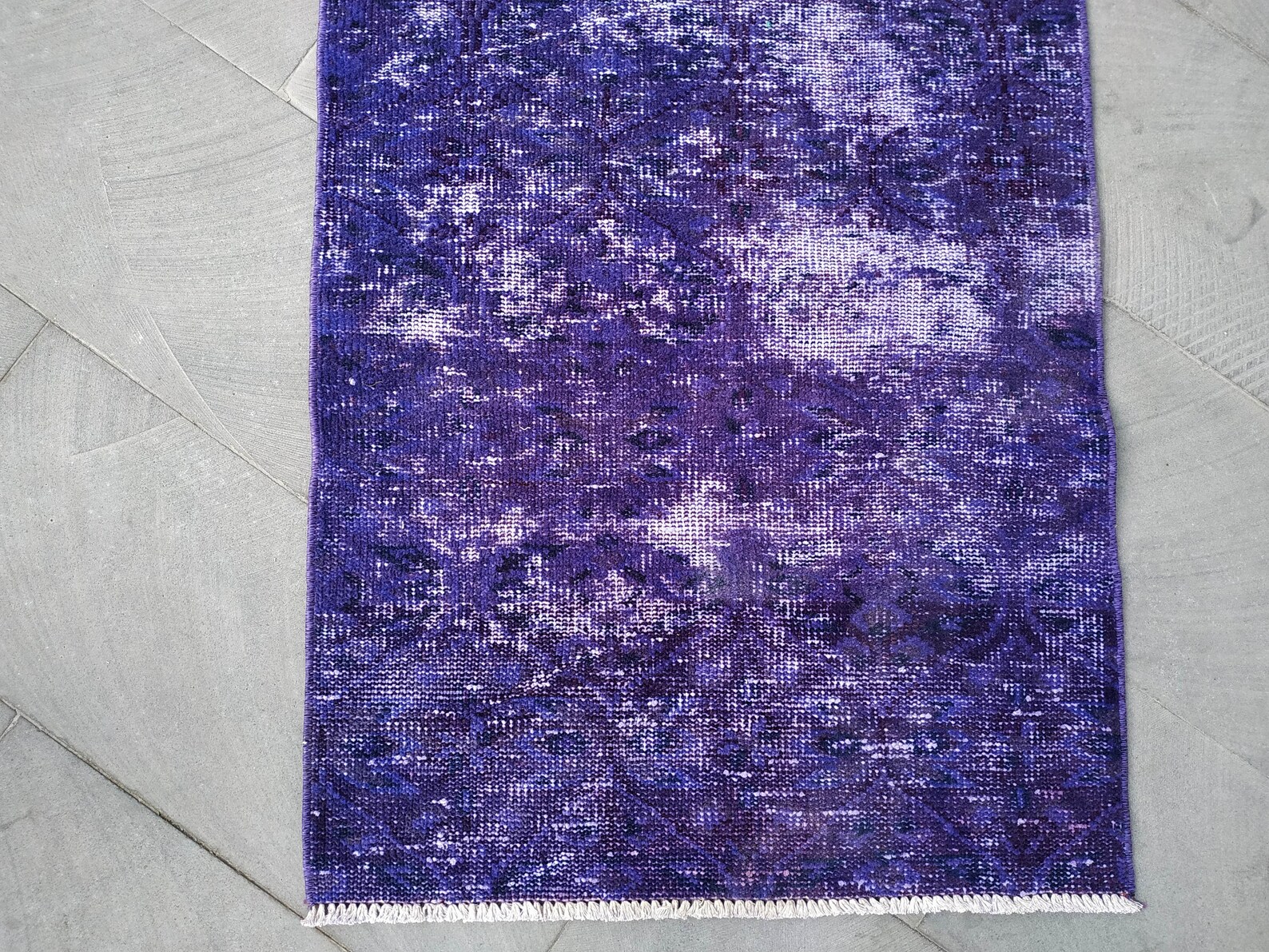 Purple Runner Rug 2.5x8.5 ftvintage turkish rugover dyed Etsy
