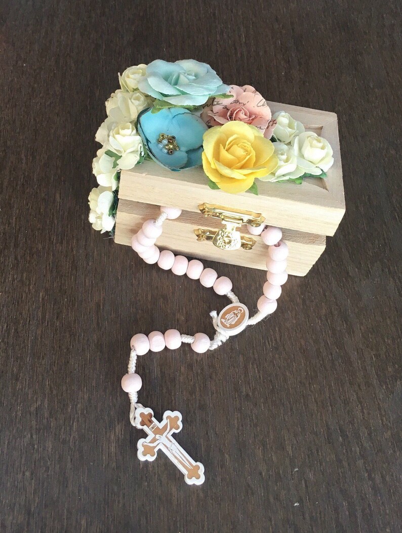 Rosary box/ baptism gift girl/ goddaughter gift/ keepsake box Etsy