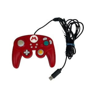 Nintendo Wii PDP Roter Mario GameCube-Style Kabelgebundener Fightpad-Controller USB Getestet