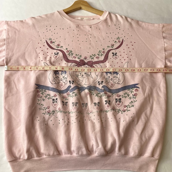 VTG 90s Crazy Cat Lady All Over Cat Print Pink Pa… - image 6