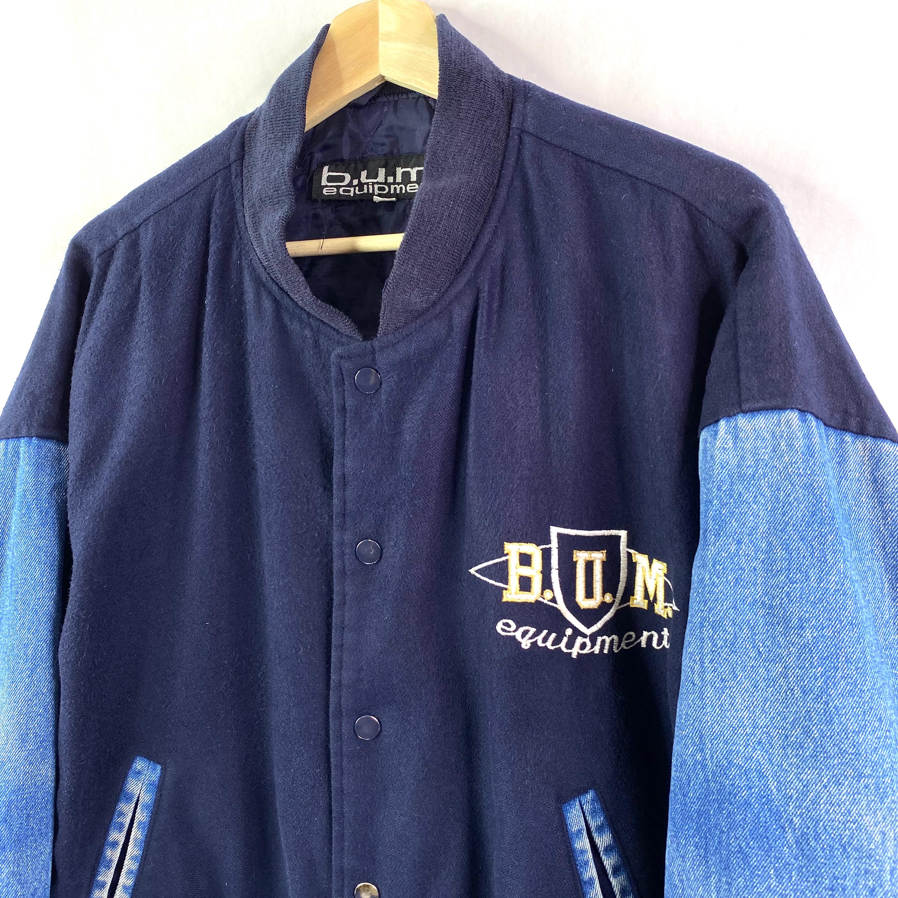 BUM Equipment Jacket Blue College Varsity Bomber VTG 90s