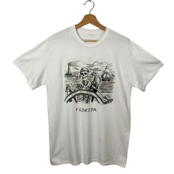 Florida Souvenir Skull Pirate Tee T Shirt Art Tou… - image 1