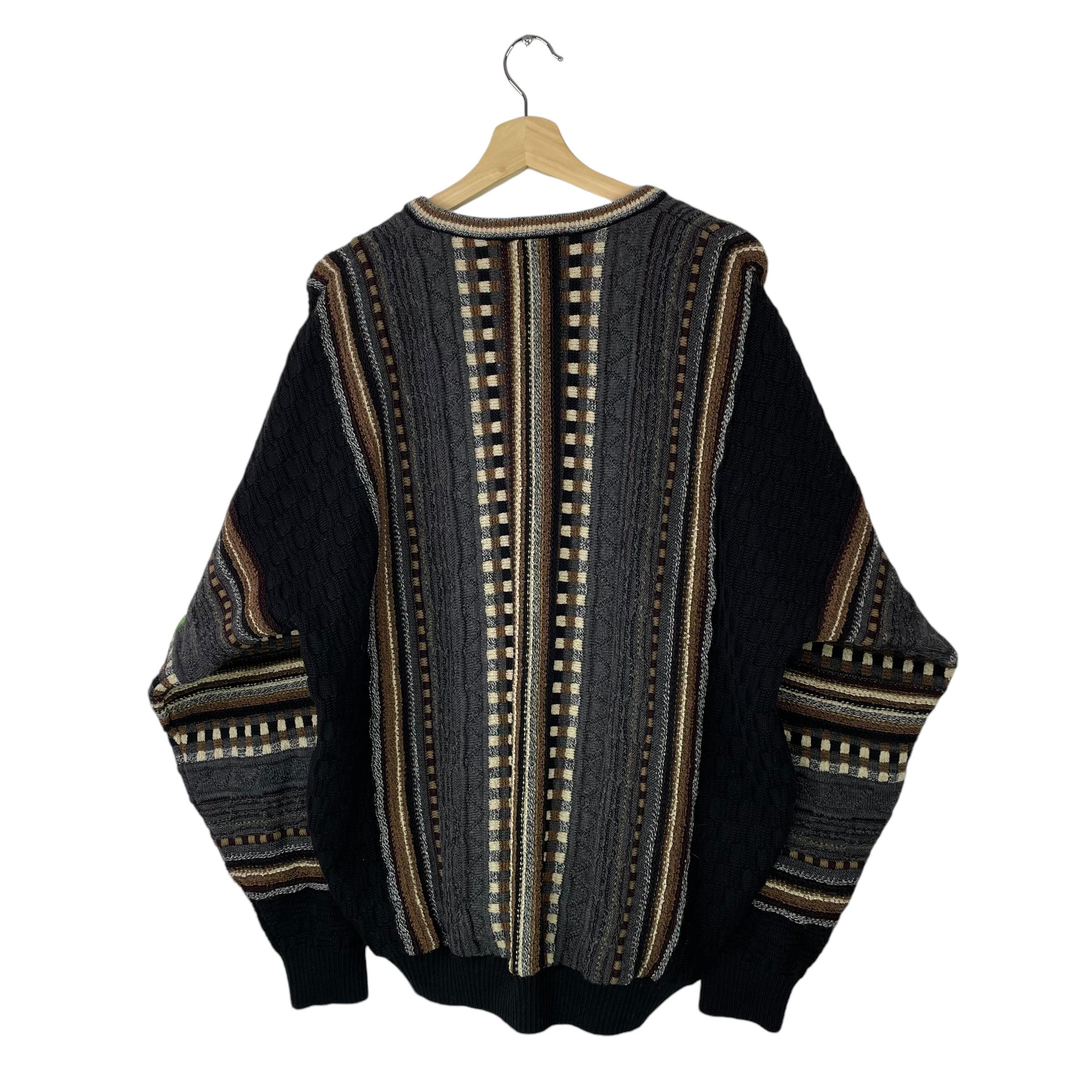 Tosani Canada 3D Knit Multicolor Coogi Style Sweater Grandpa 80s