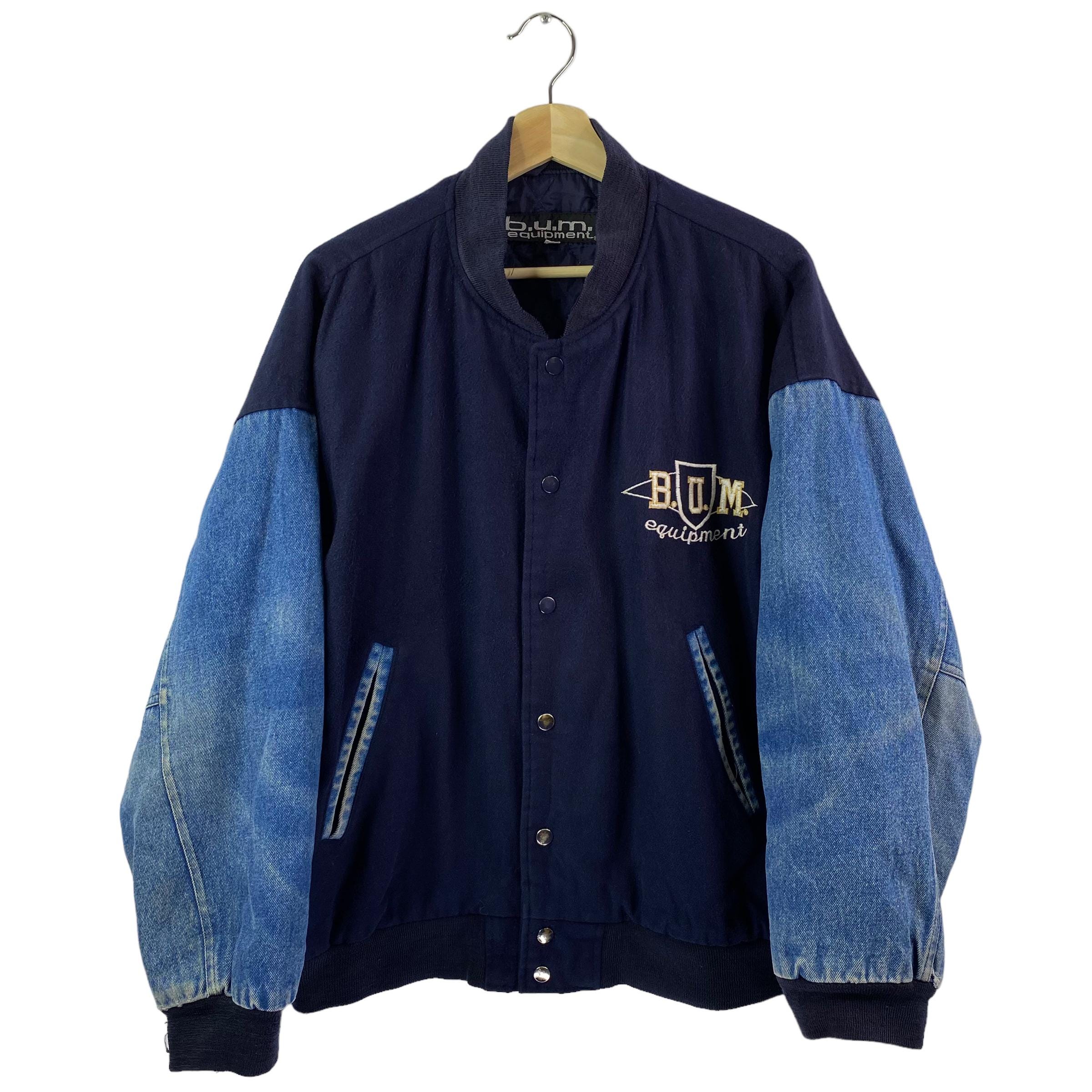 BUM Equipment Jacket Blue College Varsity Bomber VTG 90s