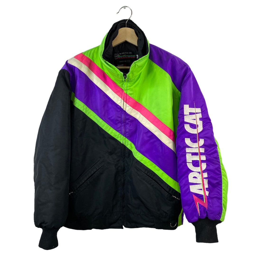 VTG Team Arctic Cat Jacket Neon Green 2 in 1 Snowmobile 80s/90s USA Zipout M Etsy