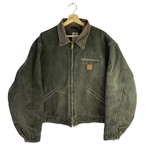 Vintage Carhartt Detroit Jacket Full Zip J97 MOS Green Blanket ...