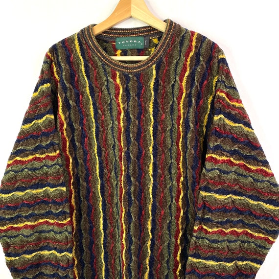 VTG Tundra Canada Coogi Style 3D Pullover Sweater Colorful 80s/90s