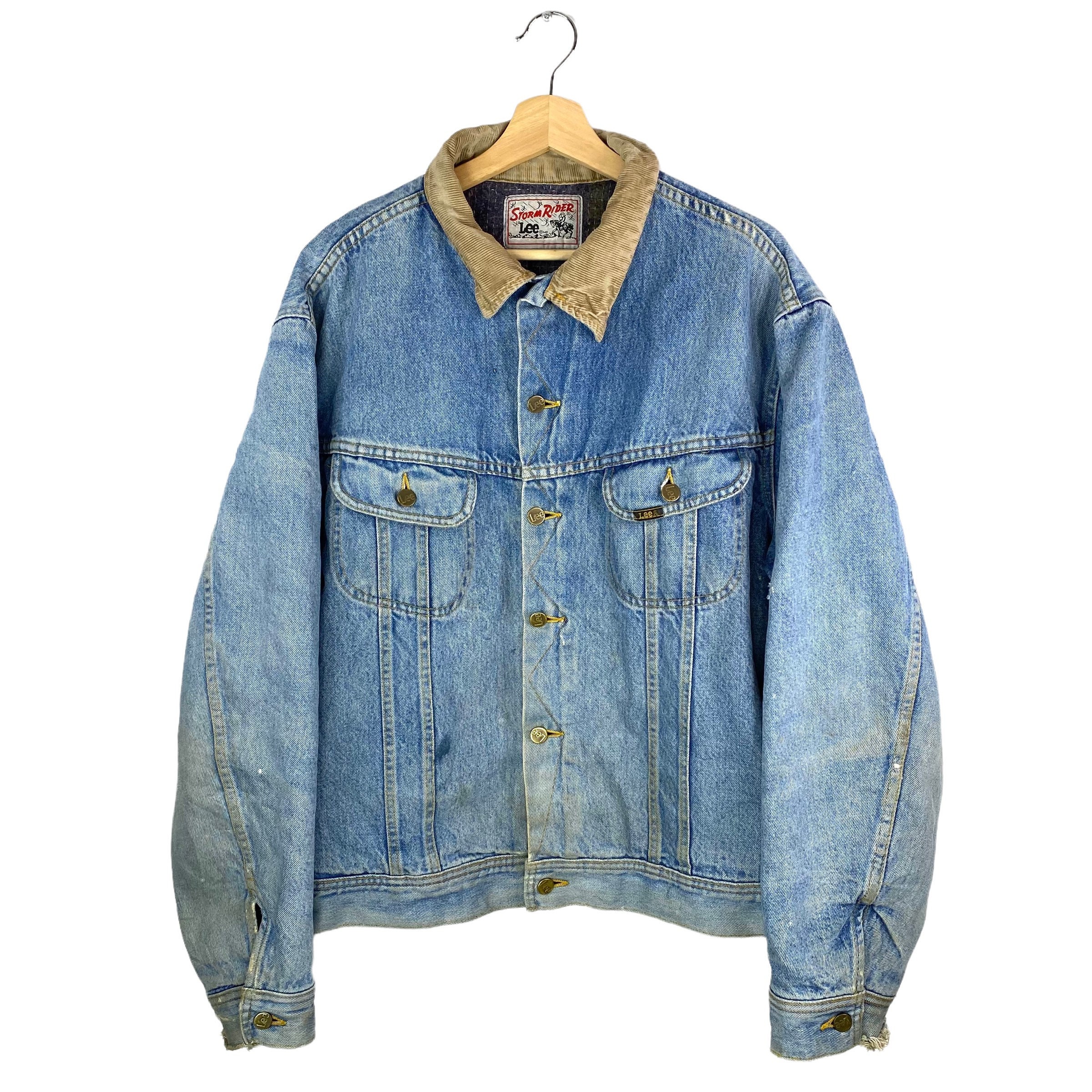Vintage Lee Storm Rider Trucker Jacket Denim Distressed