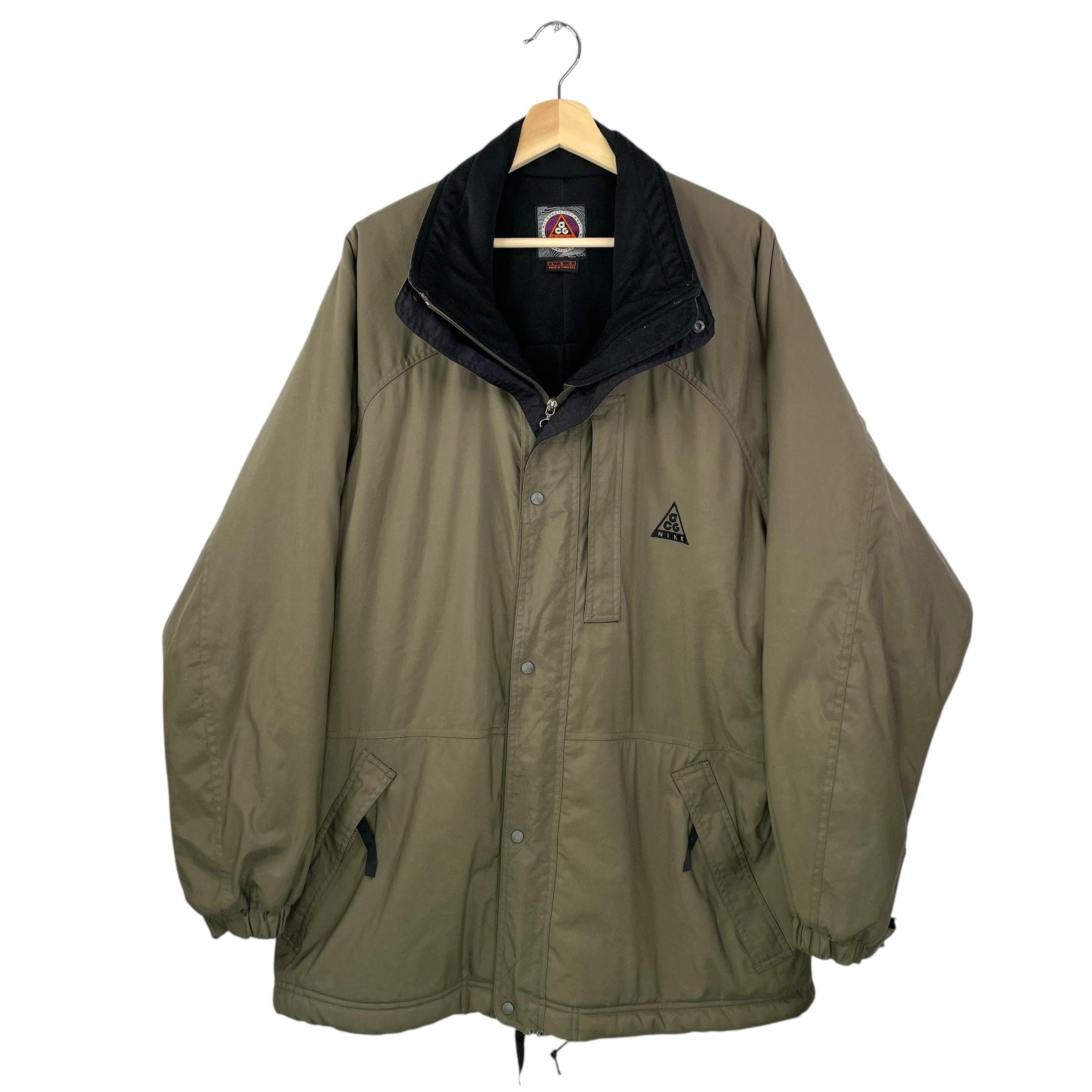 nike longline padded jacket with back swoosh in stone