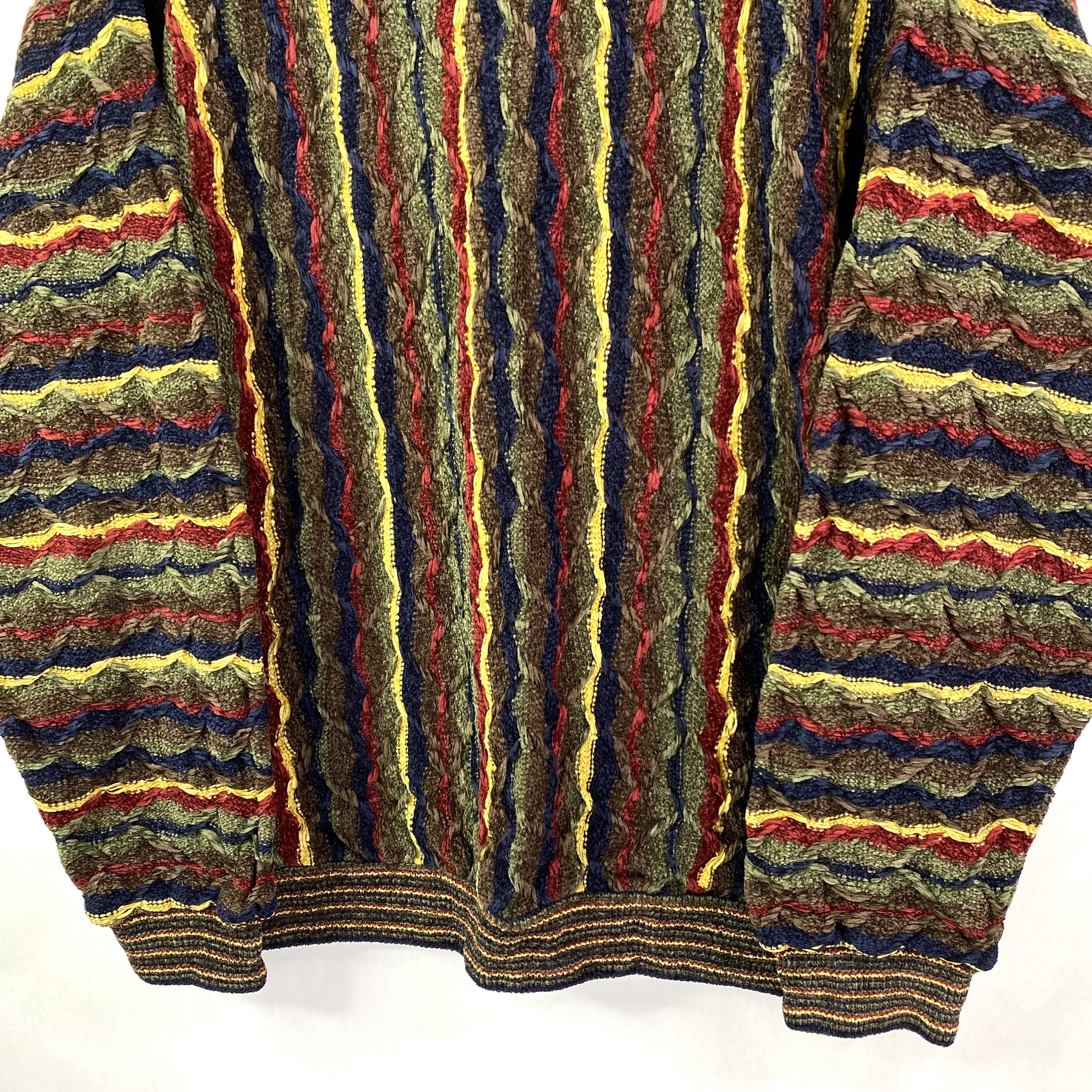 Vintage Tundra Canada Coogi Style 3D Sweater Multicolor Rainbow