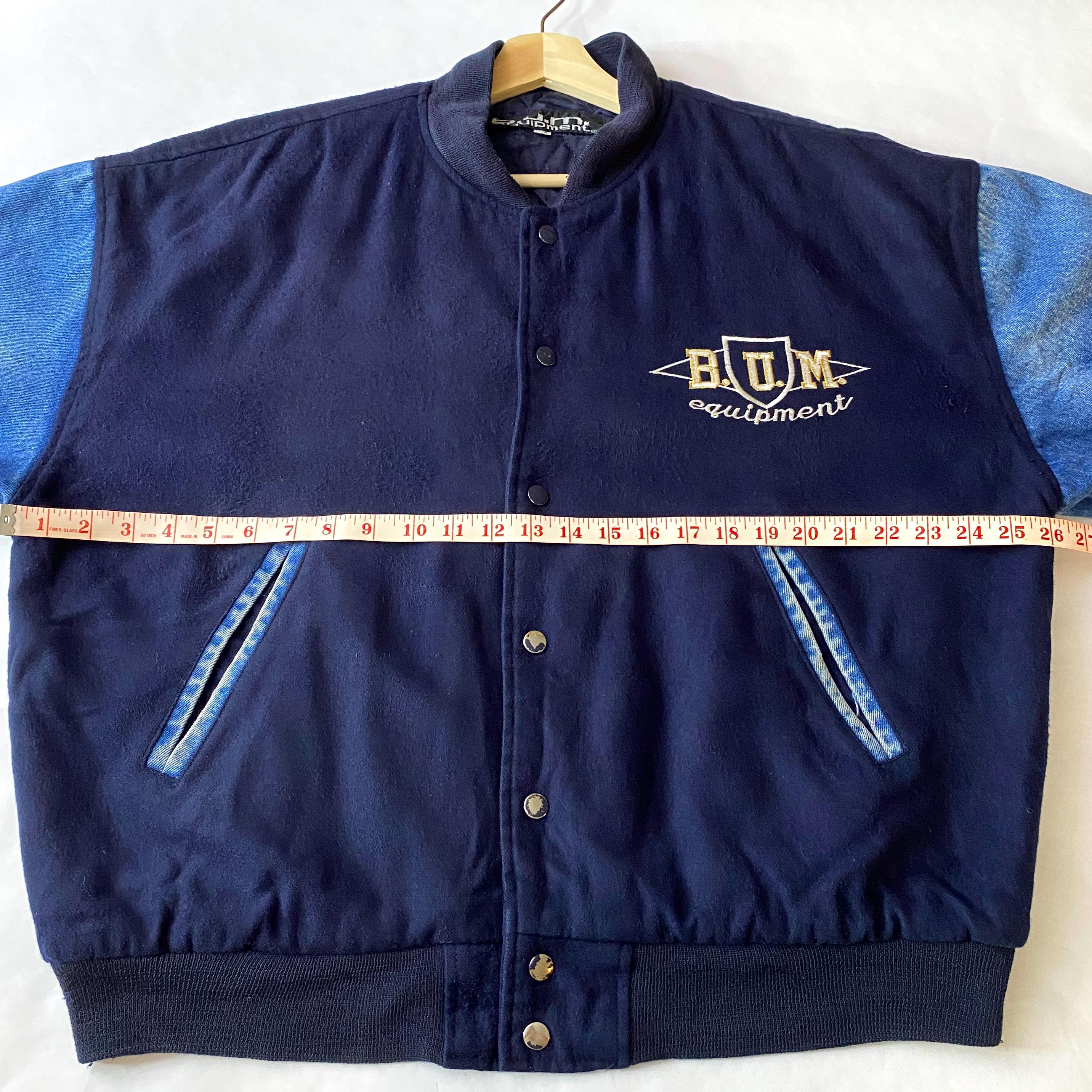 BUM Equipment Jacket Blue College Varsity Bomber VTG 90s