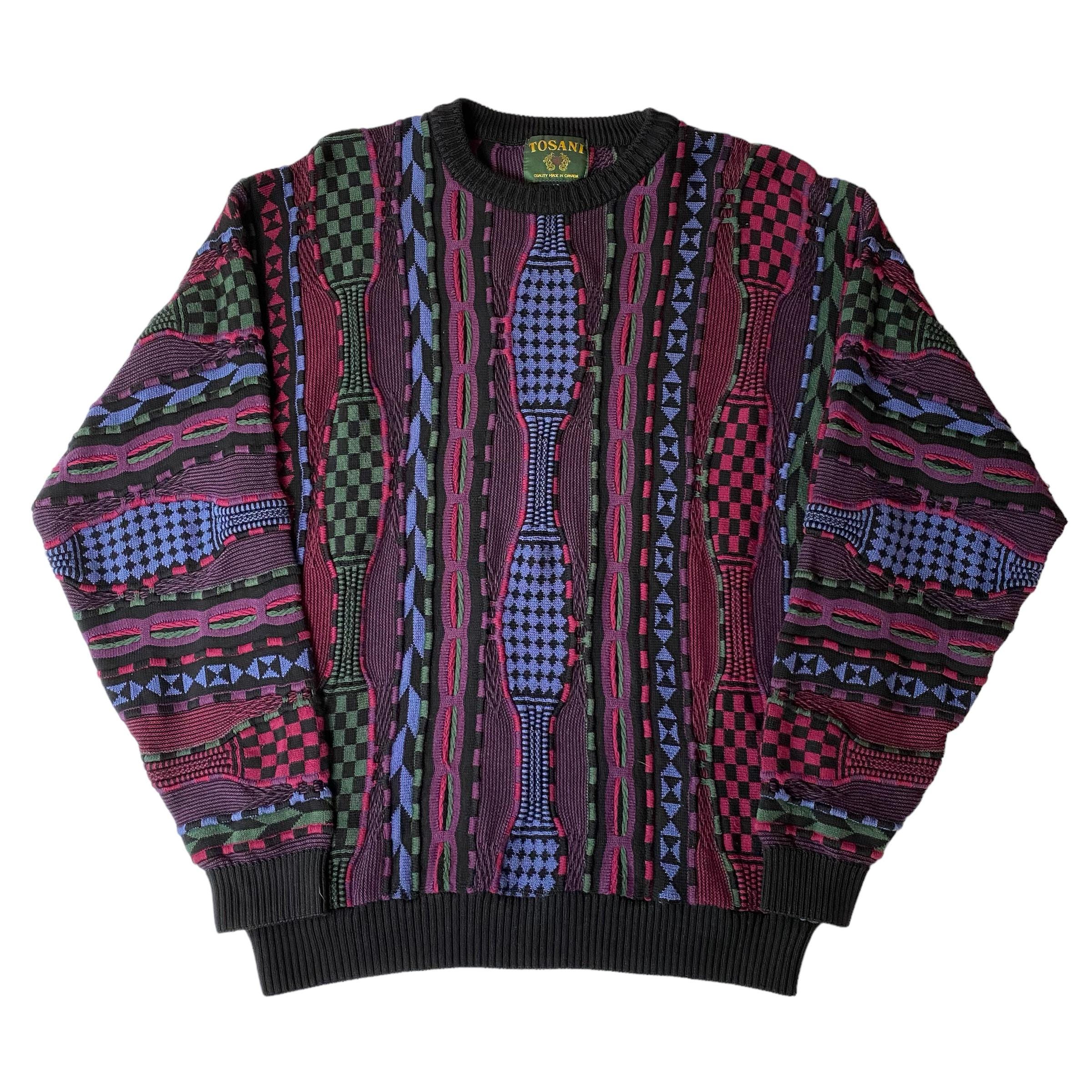 COOGI カラフルストライプセーター Lサイズ 手間どる 100%ピュアウール