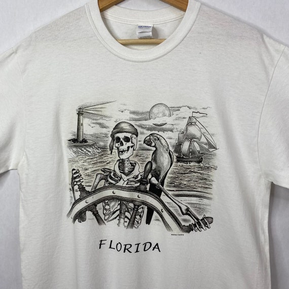 Florida Souvenir Skull Pirate Tee T Shirt Art Tou… - image 2