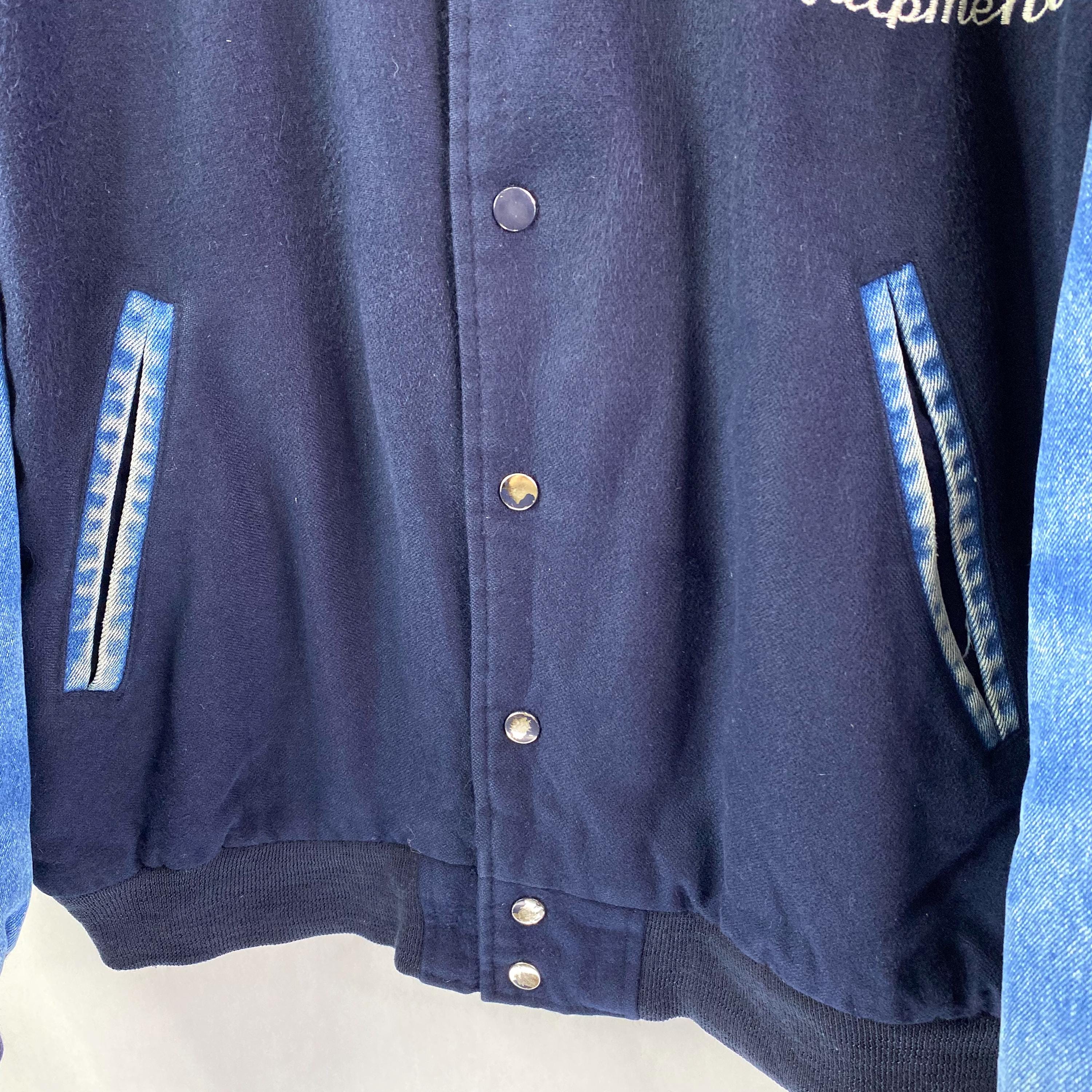 BUM Equipment Jacket Blue College Varsity Bomber VTG 90s