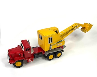 1960's Alps K-25 Tracked Power Shovel Crane Vintage Tin Toy Japan