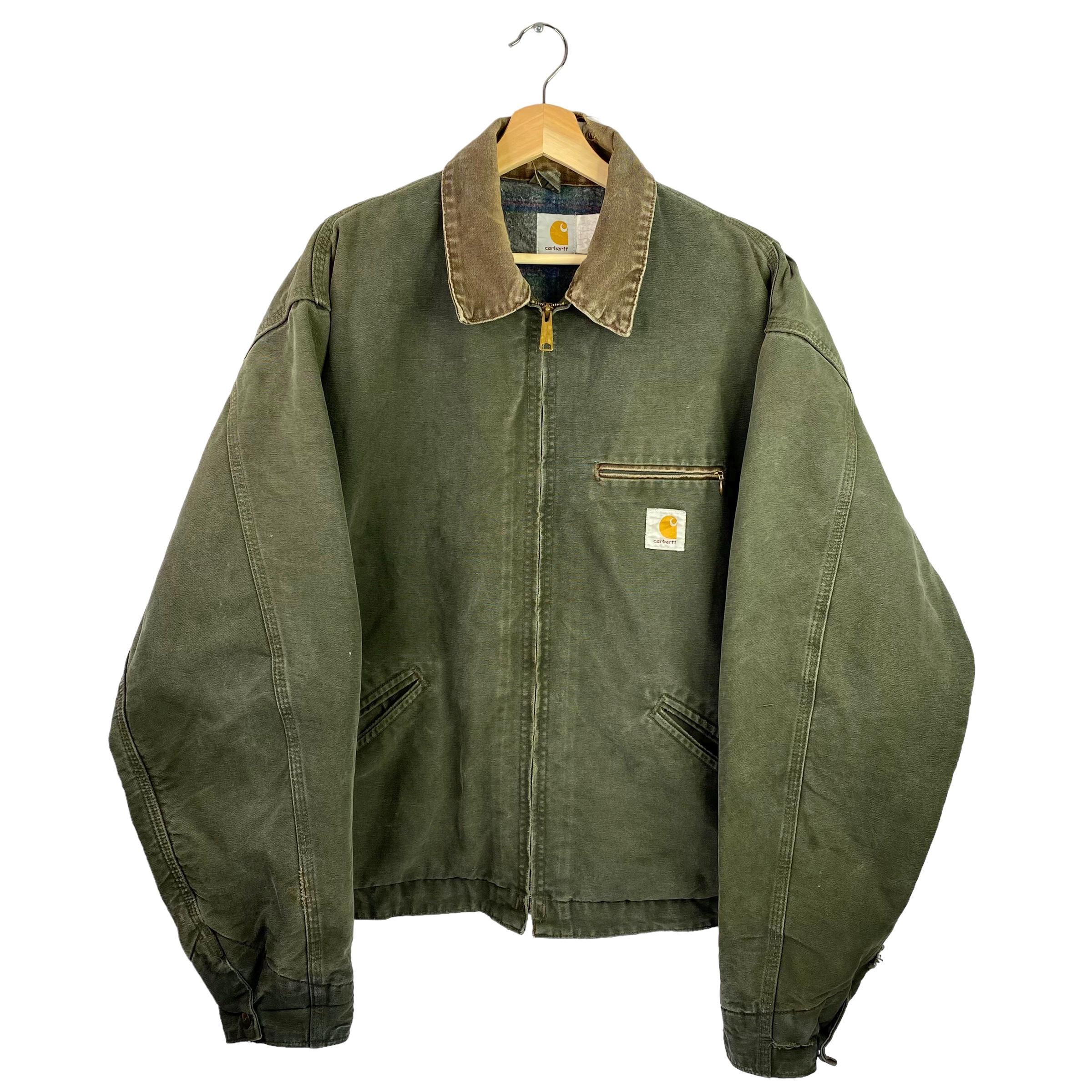 VTG Carhartt Detroit Jacket J97 MOS Size 2XL Green Plaid VTG Carhartt Detroit Jacket J97 MOS Size 2XL Green Plaid