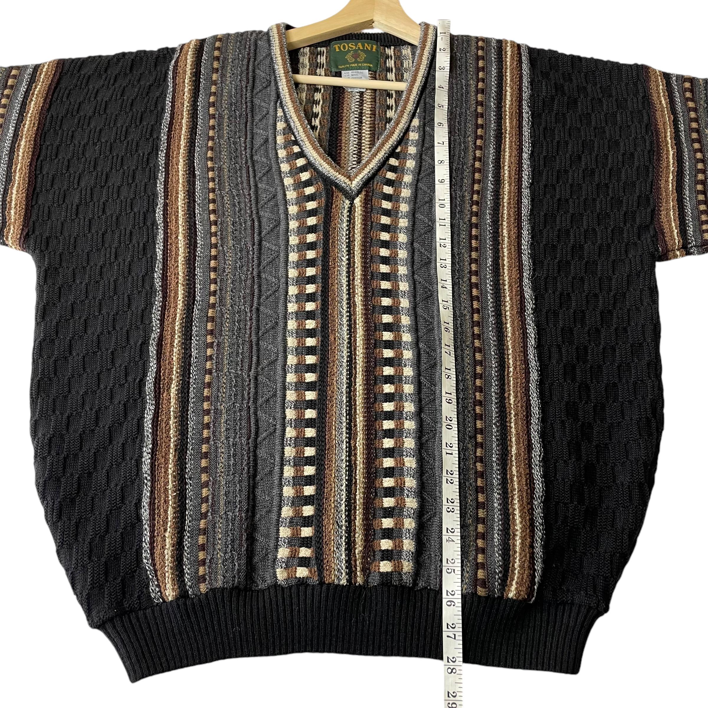 Tosani Canada 3D Knit Multicolor Coogi Style Sweater Grandpa 80s