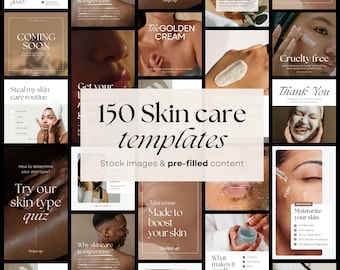Skincare Instagram Templates, Beauty Business Social Media (Canva Editable)