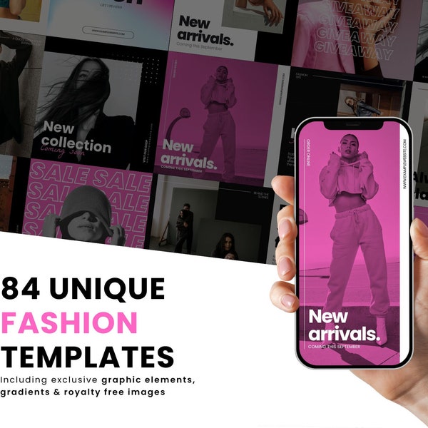 Canva social media template, unique pink fashion for instagram, Bold content creation, Retail branding for your small business