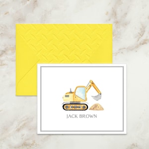 Excavator Note Cards | Construction Note Cards | Personalized | Thank You Cards | Stationery | Party | Birthday | Notecards for Boys