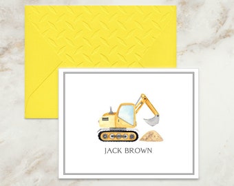 Excavator Note Cards | Construction Note Cards | Personalized | Thank You Cards | Stationery | Party | Birthday | Notecards for Boys