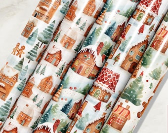 Christmas Wrapping Paper Watercolor Gingerbread | Personalized | Wrapping Paper | Gift Wrap | Gingerbread Man | Holiday