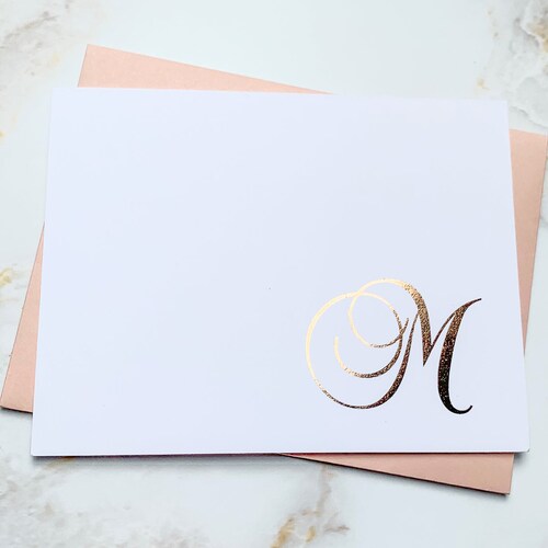 Monogram Foil Cards Monogram Thank You Cards Couple Etsy