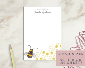 Bee Personalized Notepad |  Custom Writing Pad | Teacher Appreciation | Writing Pad | Notepad | Gift | Gift for Her | Graduation | Honey Bee