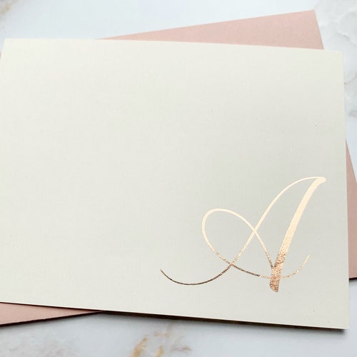 Monogram Foil Cards Monogram Thank You Cards Couple Etsy