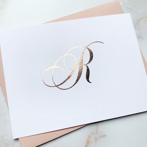 Monogram Foil Cards Monogram Thank You Cards Couple Etsy