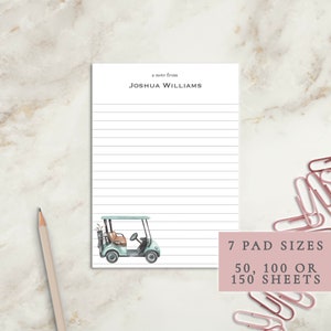 Golf Cart Notepad | Beach House | Custom Writing Pad | Stationery | Writing Pad | Notepad | Gift for Him | Small | Large | Personalized
