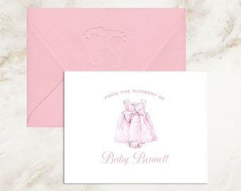 Pink Baby Shower Thank You Cards Girl | Baby Girl Dress Thank You Cards | Baby Shower Gift Girl | Baby Note Card | From the Nursery | Purple