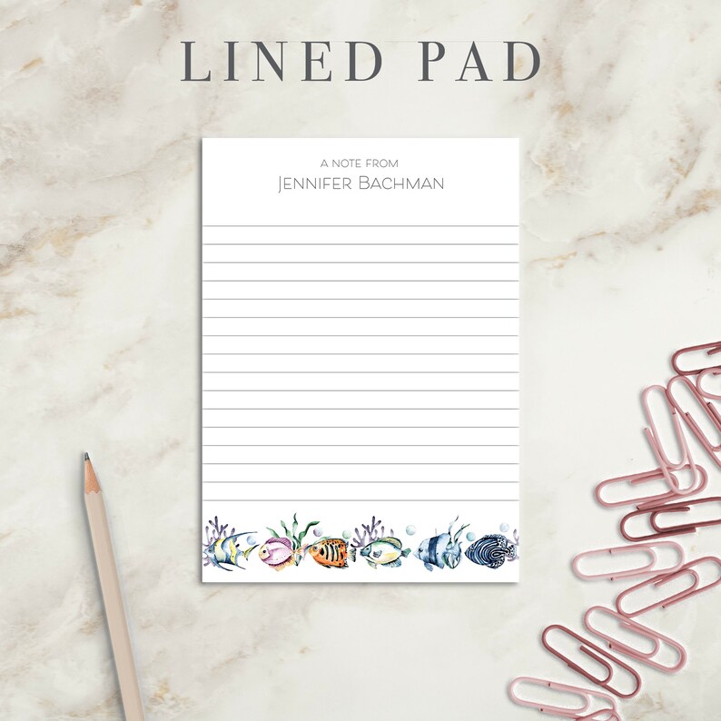 Tropical Fish | Beach House Notepad | Custom Writing Pad | Stationery ...