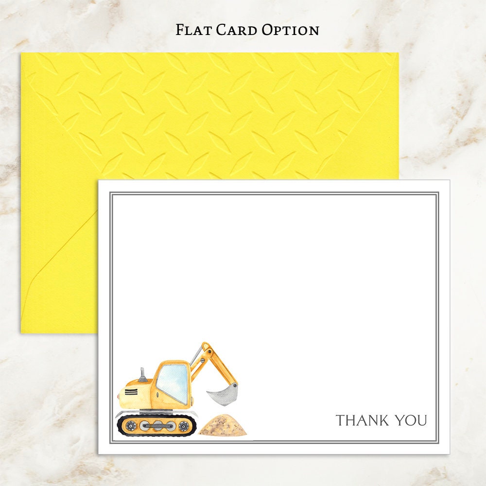 Excavator Note Cards | Construction Note Cards | Personalized | Thank ...