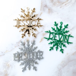 Snowflake  Acrylic Tag | Personalized Christmas Stocking Tag | Gift Name Tag | Stocking Name Tag | 3D Tag | Christmas Gift | Ornament Tag