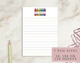 Crayon Teacher Notepad | Personalized Notepad | Teacher Gift | Notepad | Gift | Teacher Notepad | Elegant | Personal Notepad | Custom