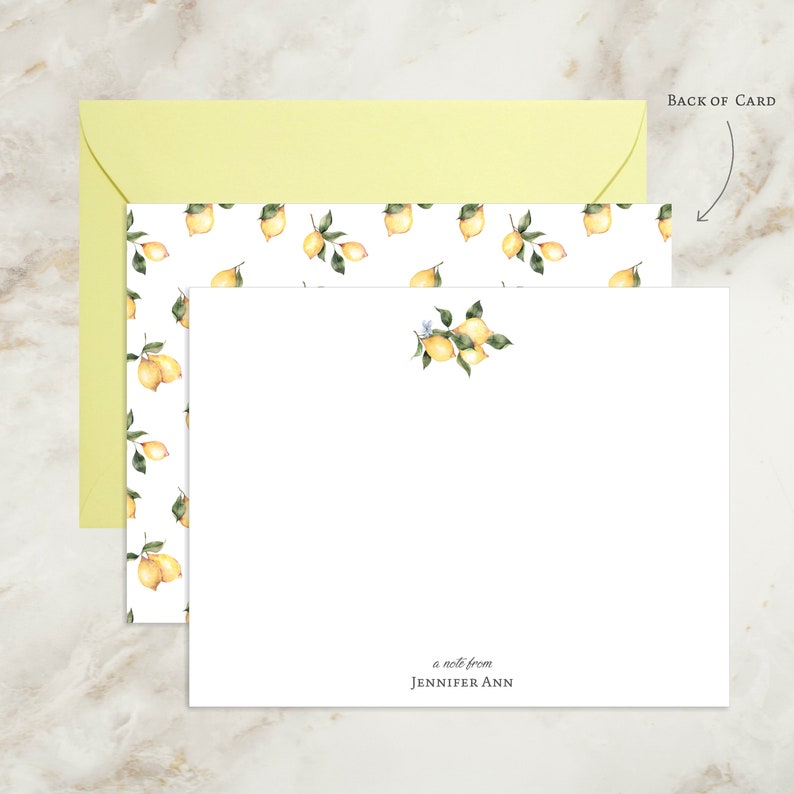 Lemon Personalized Cards | Stationery Cards | Citrus Note Cards | Thank ...